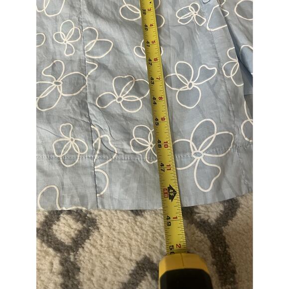 ANNIE WEAR Pale Blue Floral Smocked Puff Sleeve Button Shirt Midi Dress Sz L NWT - Picture 16 of 16